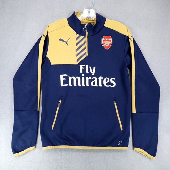 Puma Arsenal Fly Emirates Gray Soccer 1/4 Zip Pullover Sweatshirt Mens Small‎ - Picture 1 of 6